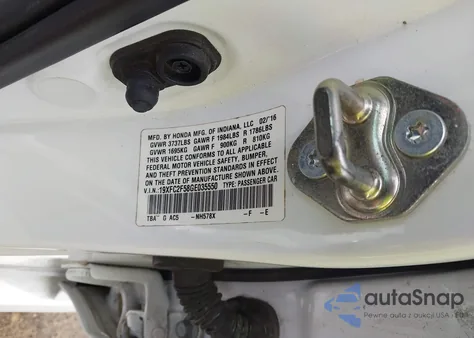 2016 Honda Civic Lx из США, поврежденный, VIN 19XFC2F58GE035550